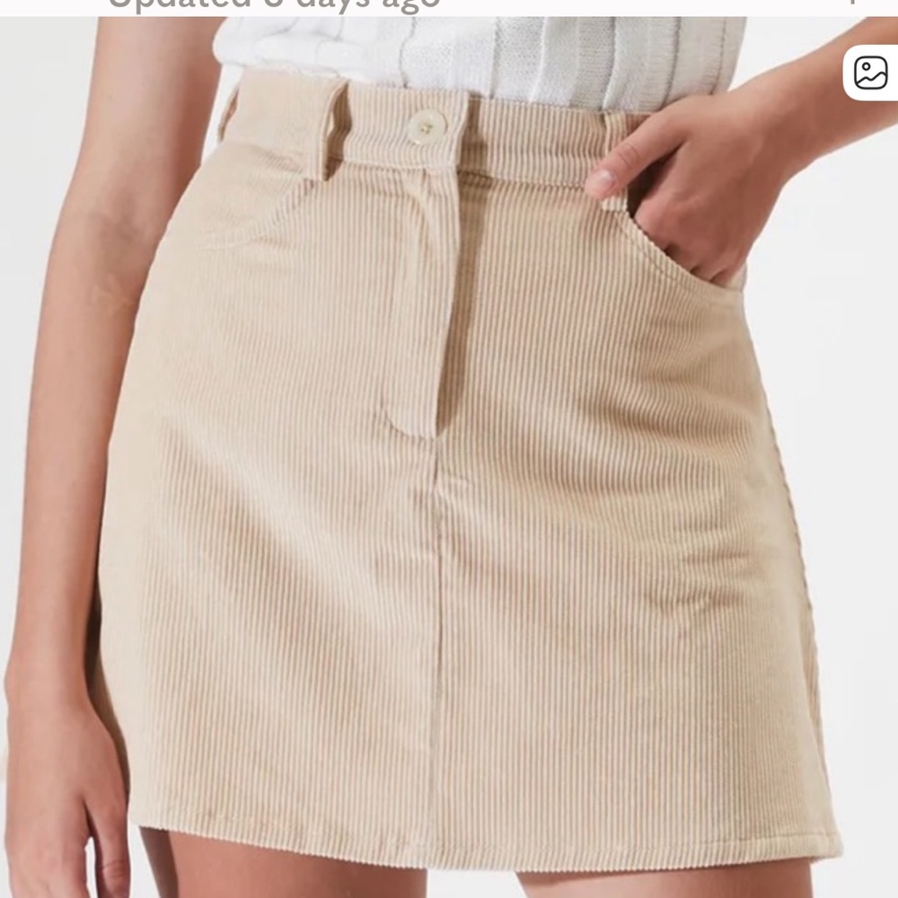 Sara Mini Skirt in Husk Corduroy- Rue Stiik